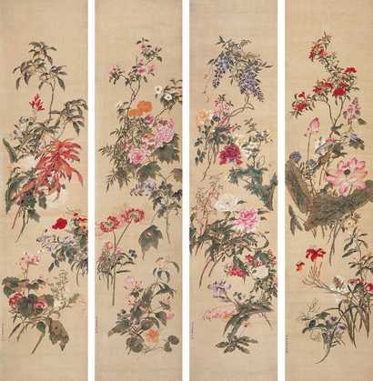 缪嘉惠 锦上添花 四屏